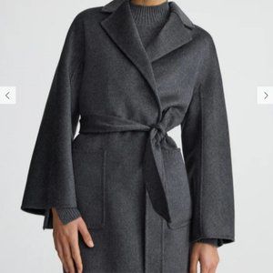 Classic Cashmere-Merino Wrap Coat in Charcoal